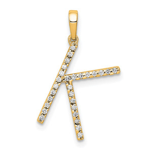 14K Diamond Letter K Initial Pendant - PM-3C05F230-7094