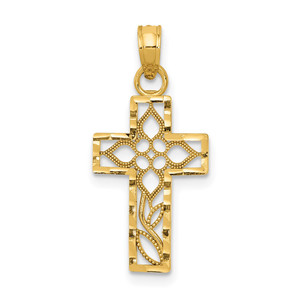 14k Diamond-cut Filigree Cross Pendant - C3-1E7C9C19-3579
