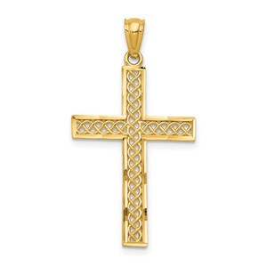 14k Diamond-cut Filigree Cross Pendant - RE-F0A7043B-5882