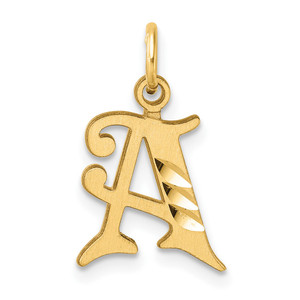 14K Diamond-cut Letter A Initial Charm