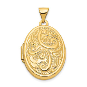 14k Domed Scroll Design 21mm Oval Locket