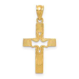 14k Dove Cross Pendant - RE-E8F71113-7773