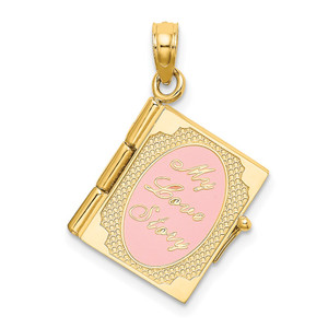 14K Enameled 3D Moveable MY LOVE STORY Book Pendant - K6-42C83101-5215