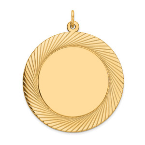 14k Etched Design .018 Gauge Circular Engravable Disc Charm - XM-9AC35105-6086