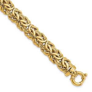 14k Fancy 11mm Flat Byzantine 7.5 inch Bracelet