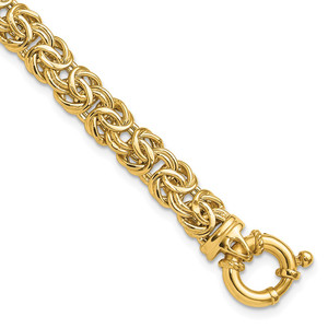 14k Fancy 7mm Flat Byzantine 7.5 inch Bracelet