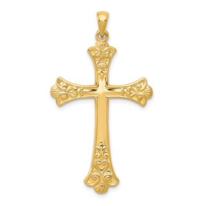 14k Fleur De Lis Cross Pendant - XR-490A1703-6182