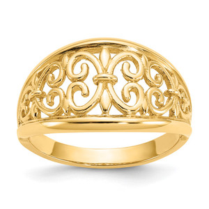 14K Fleur-De-Lis Tapered Ring