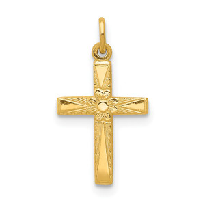 14k Floral Cross Charm - XR-0AC40673-5623