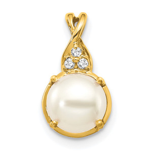 14k FWC Pearl and Diamond Pendant