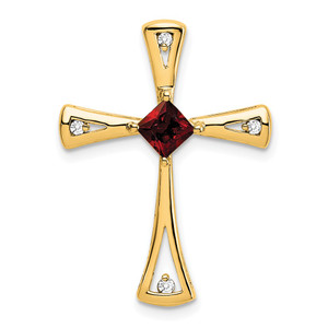 14k Garnet and Diamond Cross Chain Slide
