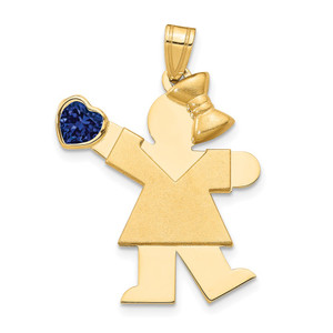 14k Girl with CZ September Birthstone Charm