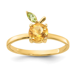14K Gold Citrine and Peridot Orange Ring