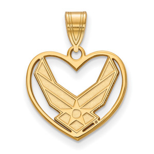 14k Gold LogoArt U.S. Air Force Heart Pendant