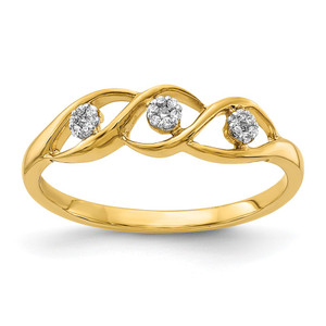 14k Gold Polished Diamond Wave Ring