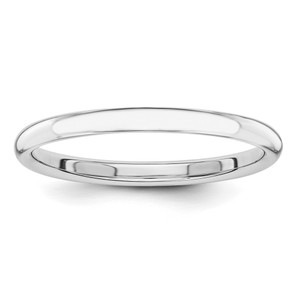 10K White Gold Polished 2mm Stackable Band Size 7.5