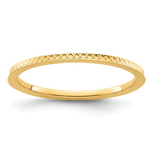 10K Yellow Gold 1.2mm Criss-Cross Pattern Stackable Band Size 5.5