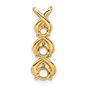 14k Holds 3 Stone Criss-Cross Chain Slide Mounting