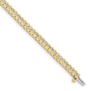 14k Holds 3.5 carat 60-2.5mm Round Diamond Half-Bezel 7 inch Tennis Bracelet Mounting