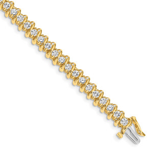 14k Holds 3.72 carat 40-2.9mm Round Diamond Fancy Spiral 7 inch Tennis Bracelet Mounting