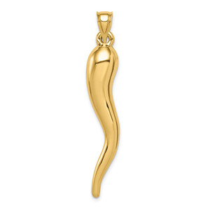 14k Hollow 3D Italian Horn Pendant - K6-D0C00E9B-7958
