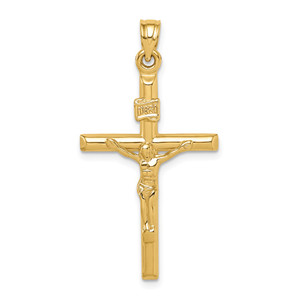 14k Hollow Crucifix Pendant - XR-A1ADE3F5-7411