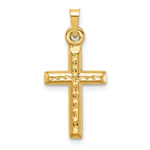 14k Hollow Diamond-cut Cross Pendant - K6-CB0F2503-6139
