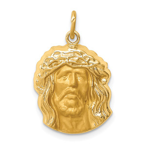 14k Hollow Polished/Satin Medium Jesus Medal - XR-8F381A67-1607