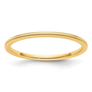 10K Yellow Gold 1.2mm Milgrain Stackable Band Size 8.5