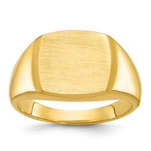 14k IBGoodman 14x14mm Men's Cushion Signet Ring