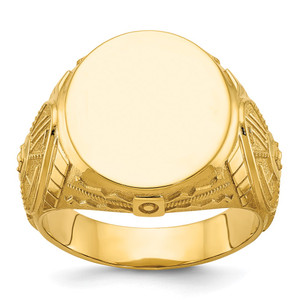 14k IBGoodman 18.5x15.75mm Men's Round Signet Ring