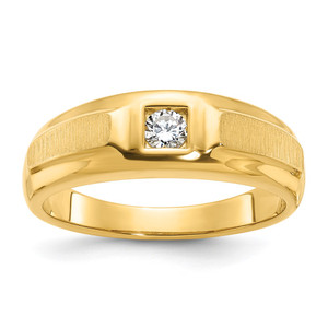 14k IBGoodman Men's Polished and Satin 1/6 carat Diamond Complete Ring - B5-649B04F2-6266