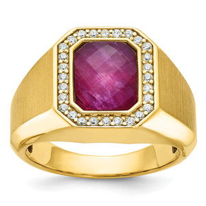 14k IBGoodman Men's Polished and Satin Gemstone and Diamond Ring Mounting - B5-90A978E6-7108