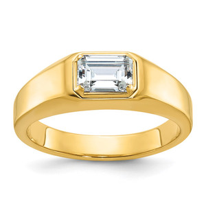 14k IBGoodman Men's Polished Emerald-cut Stone Ring Mounting