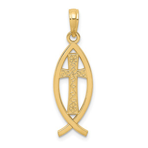 14k Ichthus Fish Pendant - D3-B17A1305-4774