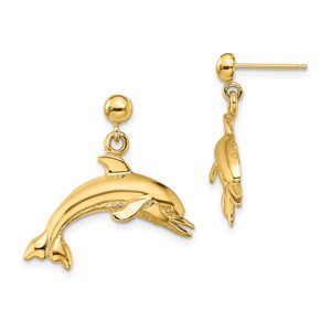 14K Jumping Dolphin Dangle Earrings - TE-2B6AB5B4-9710