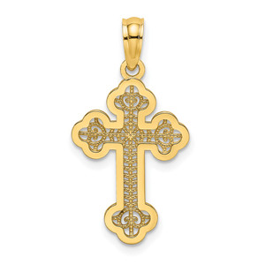 14K Lace Center Budded Cross Charm