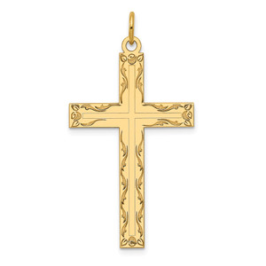 14K Laser Designed Cross Pendant - XR-41F24F99-4091