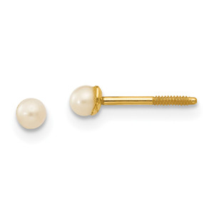 14k Madi K 2.5-3.5mm White Button Freshwater Cultured Pearl Screwback Post Earrings