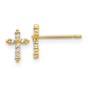 14k Madi K CZ Children's Cross Post Earrings - GK-7A74D556-8504