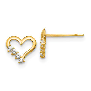 14k Madi K CZ Children's Heart Post Earrings - GK-672AABB5-2398