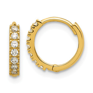 14k Madi K Polished CZ 2mm Hinged Huggie Hoop Earrings - SE-BC786EFD-7182