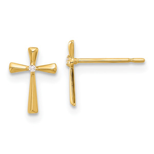 14k Madi K Polished CZ Cross Post Earrings - GK-BC934BFA-8382