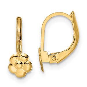 14K Madi K Polished Flower Leverback Earrings - SE-24EE23B1-9610
