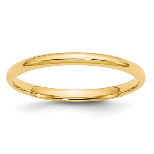 10k Yellow Gold 2mm Lightweight Comfort Fit Wedding Band Size 6.5