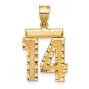 14k Medium Diamond-cut Number 14 Charm