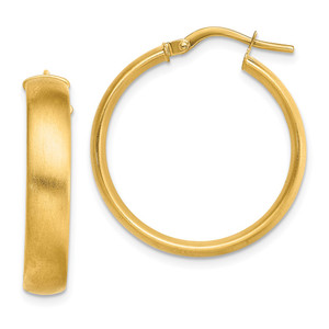 14K Medium x5mm Satin Hoop Earrings