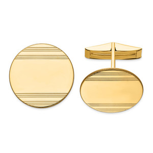 14k Men's Circular w/ Line Design Cuff Links