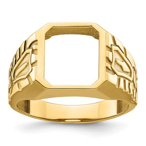 14k Men's Polished and Grooved Masonic Ring Mounting - X2-93743408-2186