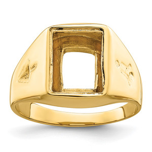 14k Men's Polished and Grooved Masonic Ring Mounting - Y4-448EDB1B-7145